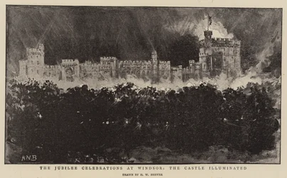 Obchody jubileuszowe w Windsor, oświetlony zamek